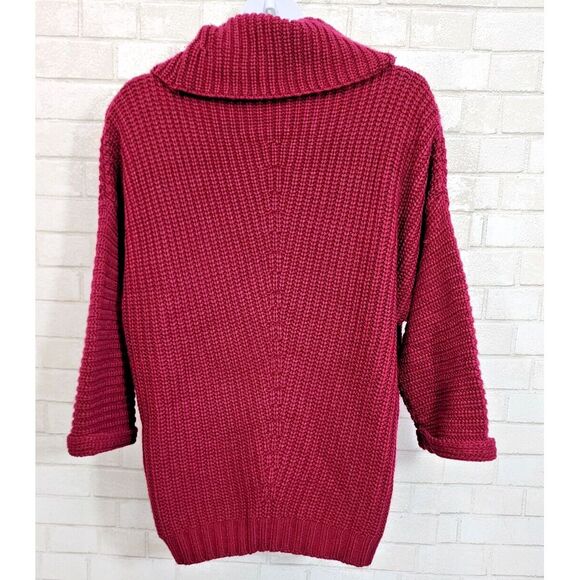 Umgee Maroon Burgundy Cowl Neck Chunky Knit Sweater Pullover Womens 2XL Boho - Picture 2 of 6